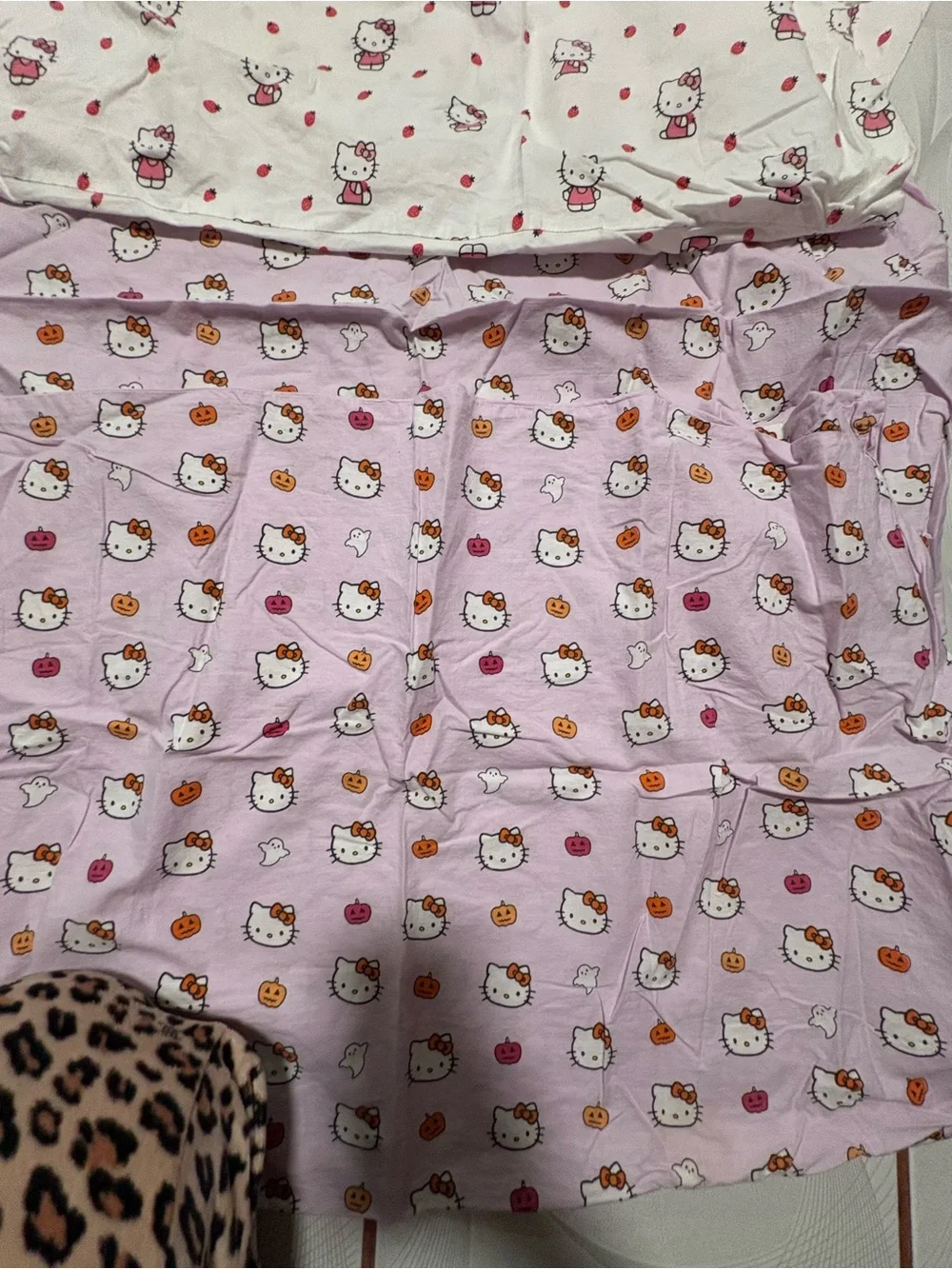 Hello Kitty Pink and White Printed Bedding Pillowcase Set